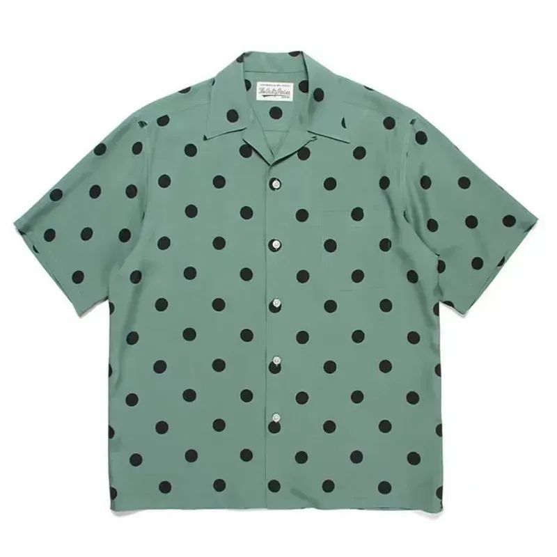WACKO MARIA 水玉模様 半袖シャツ ドットハワイアンシャツ タイプ3 (ミントグリーン) 24SS-WMS