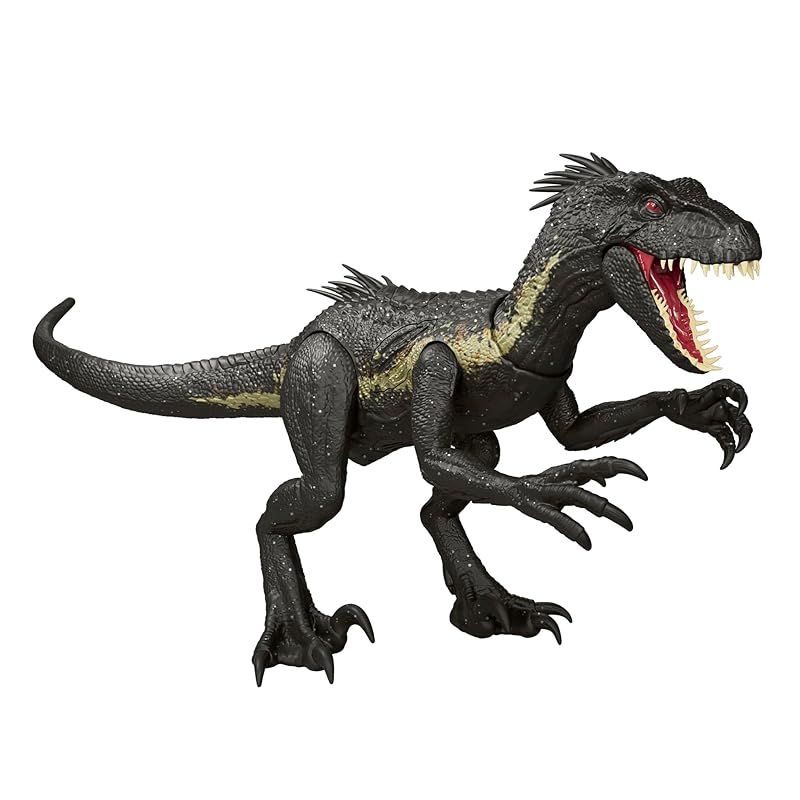 マテル ジュラシックワールド JURASSIC WORLD ダメージ ひかるインドラプトル 子供向けフィギュア 恐竜 おもちゃ 動く 大きい 全長 約37.8cm 4歳から ブラック JCG26