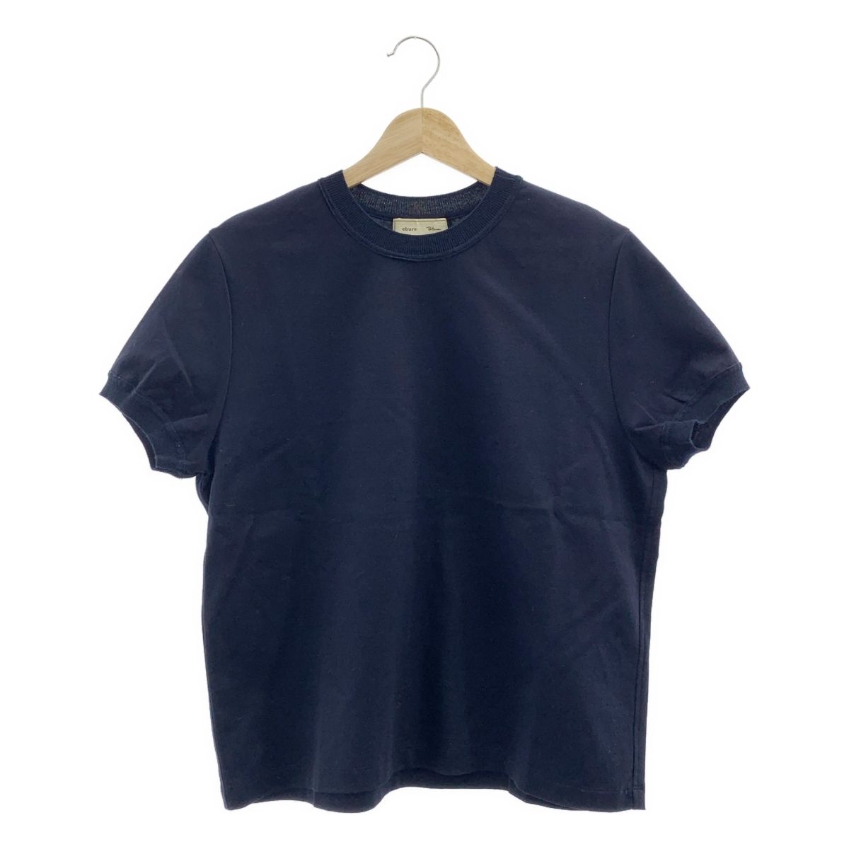 ebure / エブール | × Ron Herman / ロンハーマン コットンポンチ ニットカラー Tシャツ カットソー | 38 | ダークネイビー | レディース ebure / エブール | × Ron Herman / ロンハーマン コットンポンチ