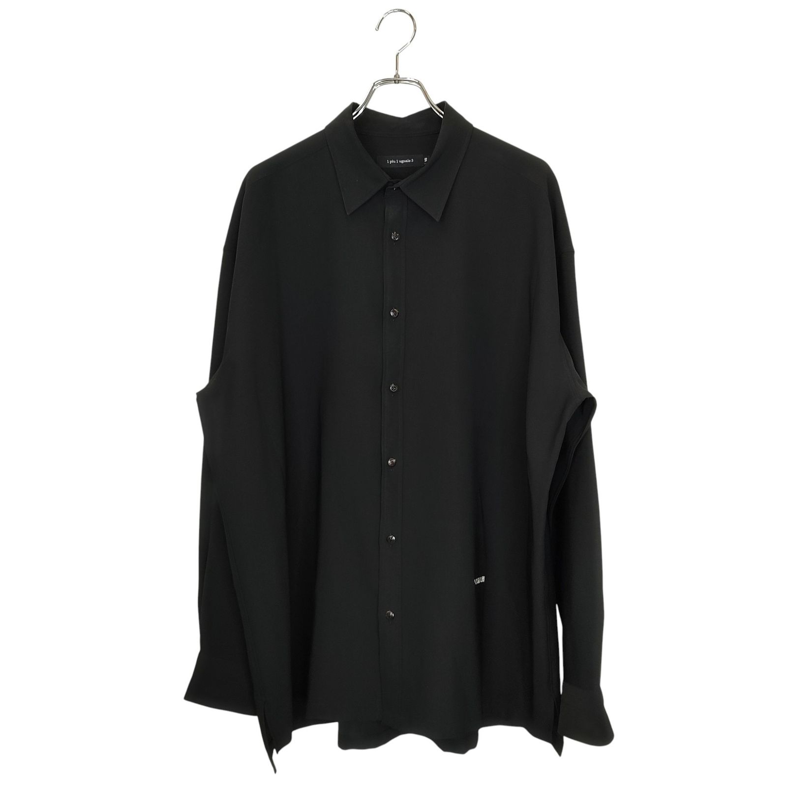 1PIU1UGUALE3 ウノピゥウノウグァーレトレ L|S BIG SHIRTS イル ロゴプリント オーバー 長袖 シャツ MRS158 POE390 8 XXXL ブラック メンズ