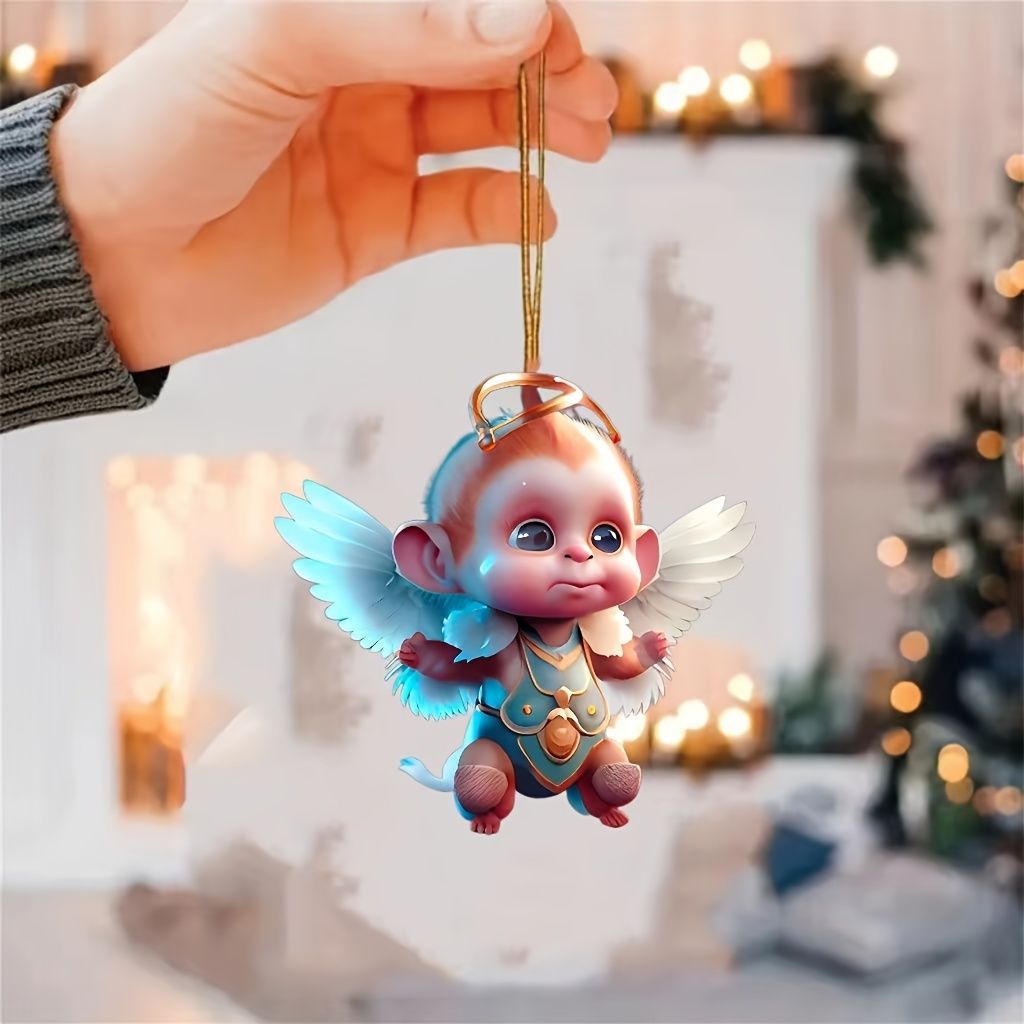 キーホルダー 猿 ベビー 天使 エンジェル 2D アクリル 8cm 羽の