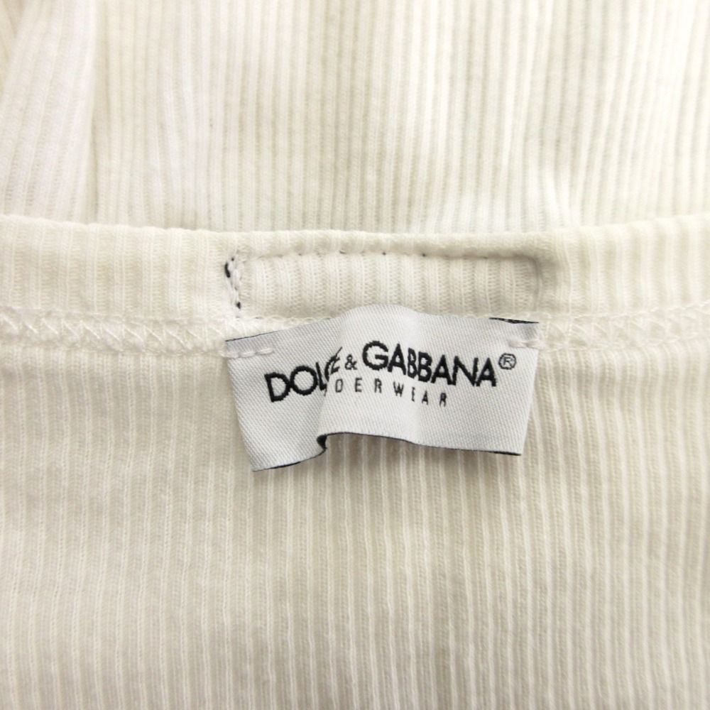 DOLCE&amp;GABBANA - 新品✨ドルチェ&amp;ガッバーナ リブ カットソー Tシャツ 半袖 Vネック 白　M DOLCE&GABBANA ドルチェ&ガッバーナ ドルガバ リブ Tシャツ
