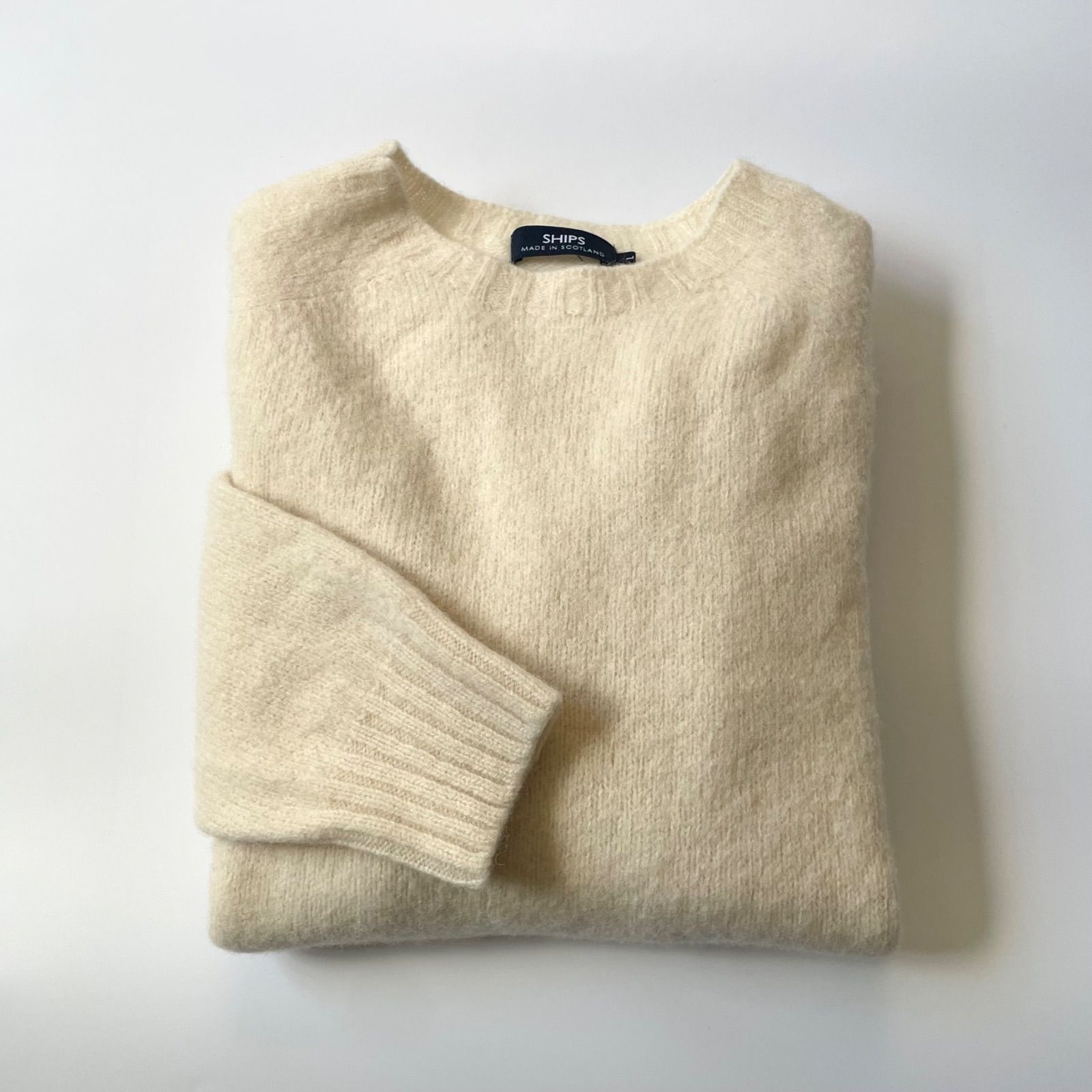 SHIPS × Harley of Scotland / PURE NEW WOOL SADDLE SHOULDER CREW NECK SWEATER