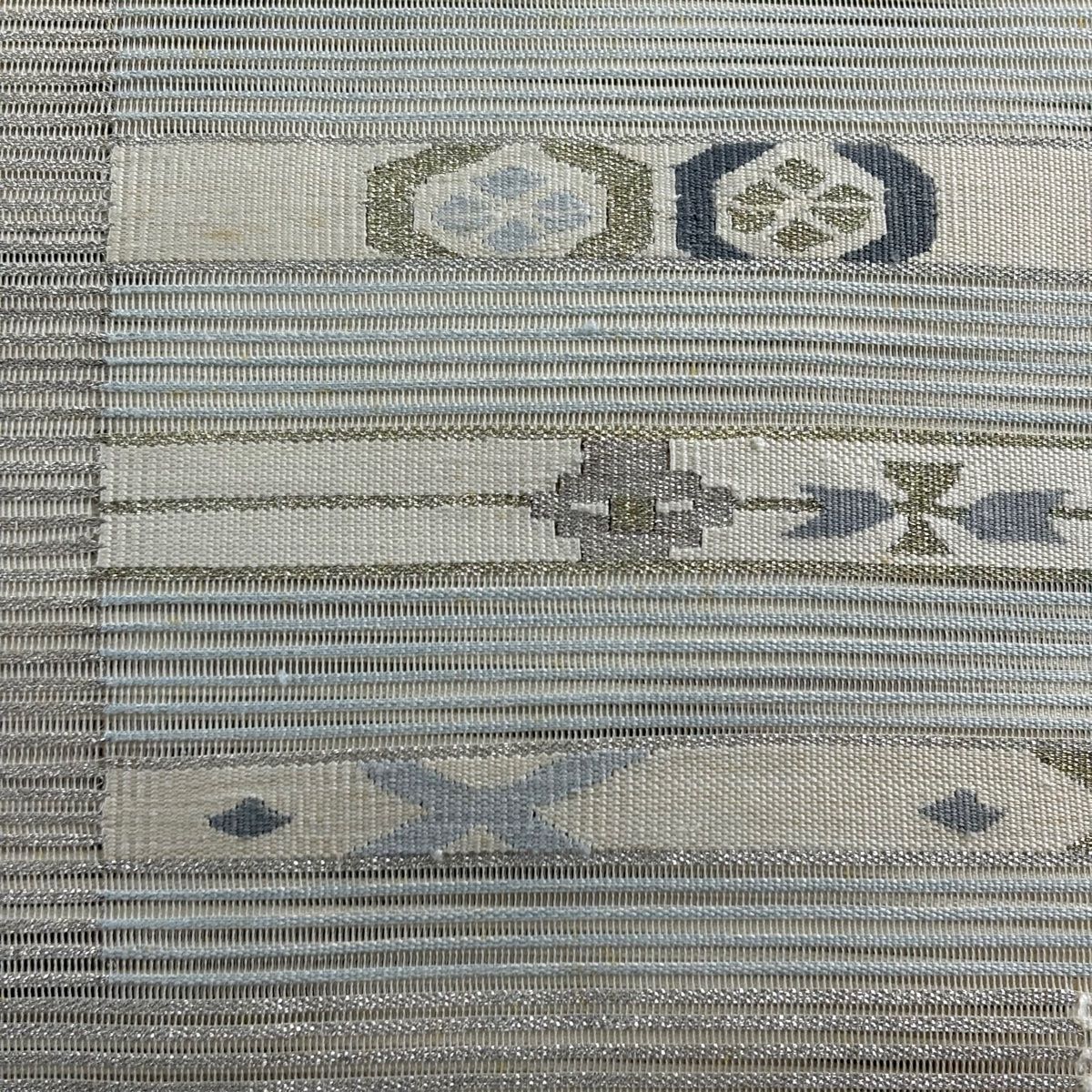 名古屋帯 秀品 夏帯 絽 松葉仕立て 八寸名古屋帯 菱 幾何学模様
