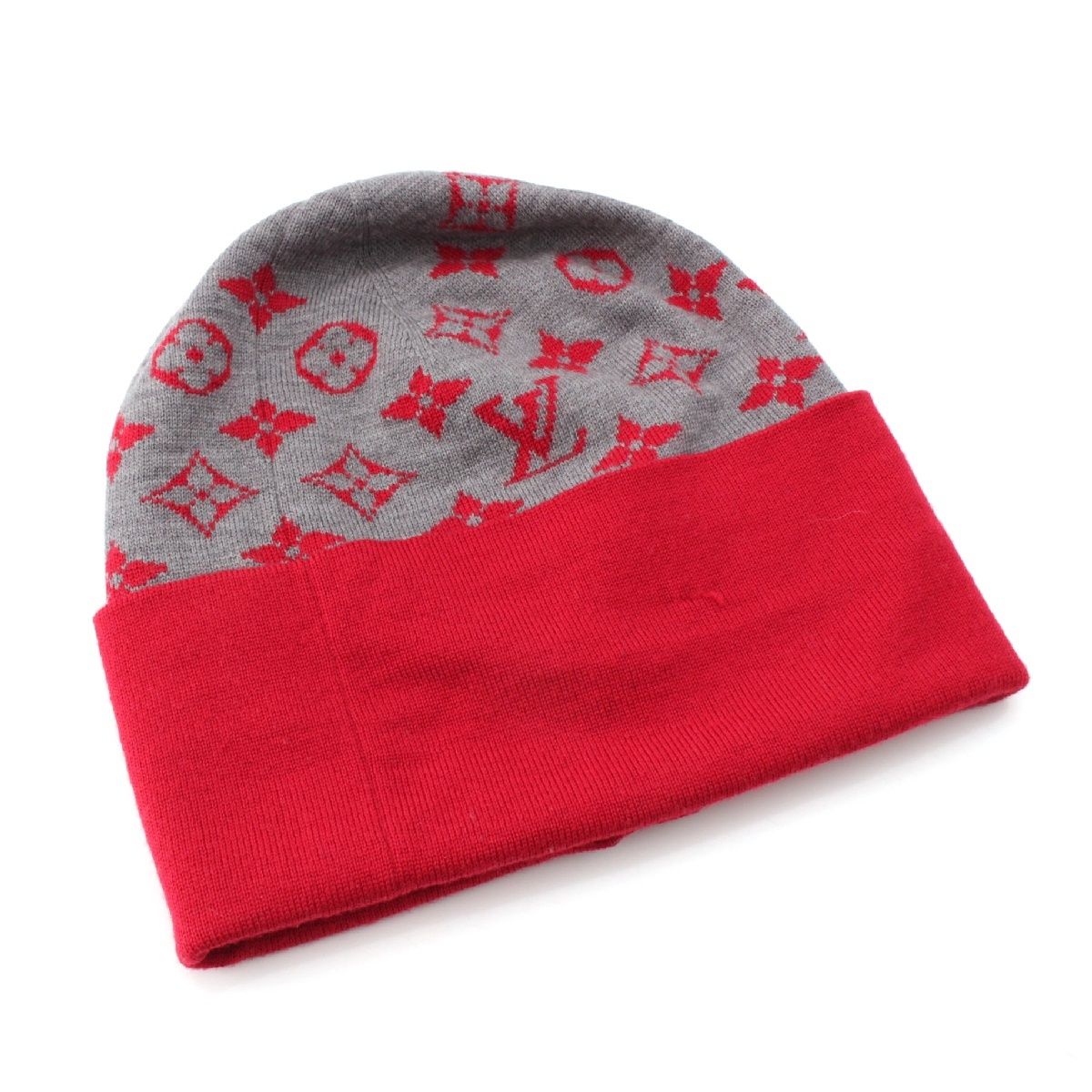 Louis Vuitton レッド色ニット帽 Louis Vuitton 赤 ニット帽 ユニセックス LOUIS VUITTON ルイ
