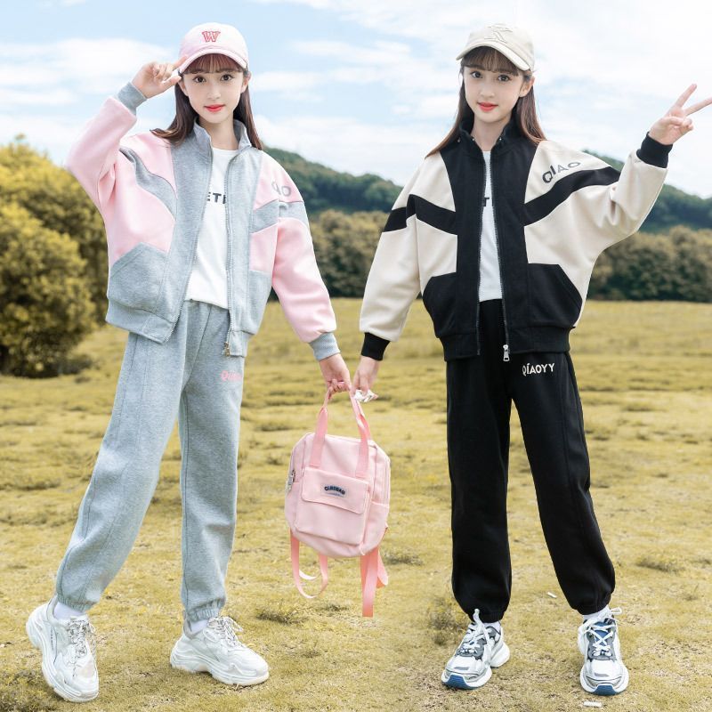 スウェット 上下セット キッズ ジャージ セットアップ 女の子 子供 ジップパーカー 長ズボン スポーツウェア 運動着 ダンス衣装 ガールズ 小学生 長袖 こども服 韓国 bibiwo04