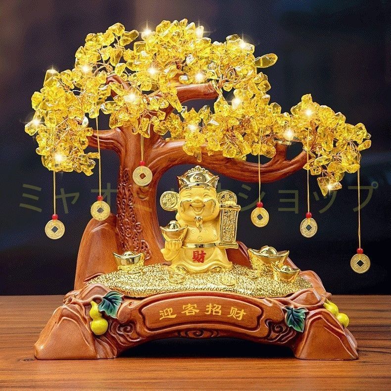 招財樹 クリスタルツリー 金のなる木 金 黄金 ゴールド 特大 富 繁栄 オブジェ 置物 インテリア 玄関 風水 縁起物 贈り物 プレゼント 樹脂素材 感 運 開運 商売繁盛