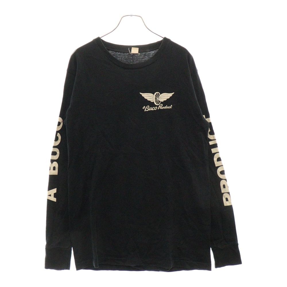 THE REAL McCOY'S (ザリアルマッコイ) BUCO MOTORCYCLE ブコ モーターサイクル プリント クルーネック 長袖Tシャツ カットソー ブラック