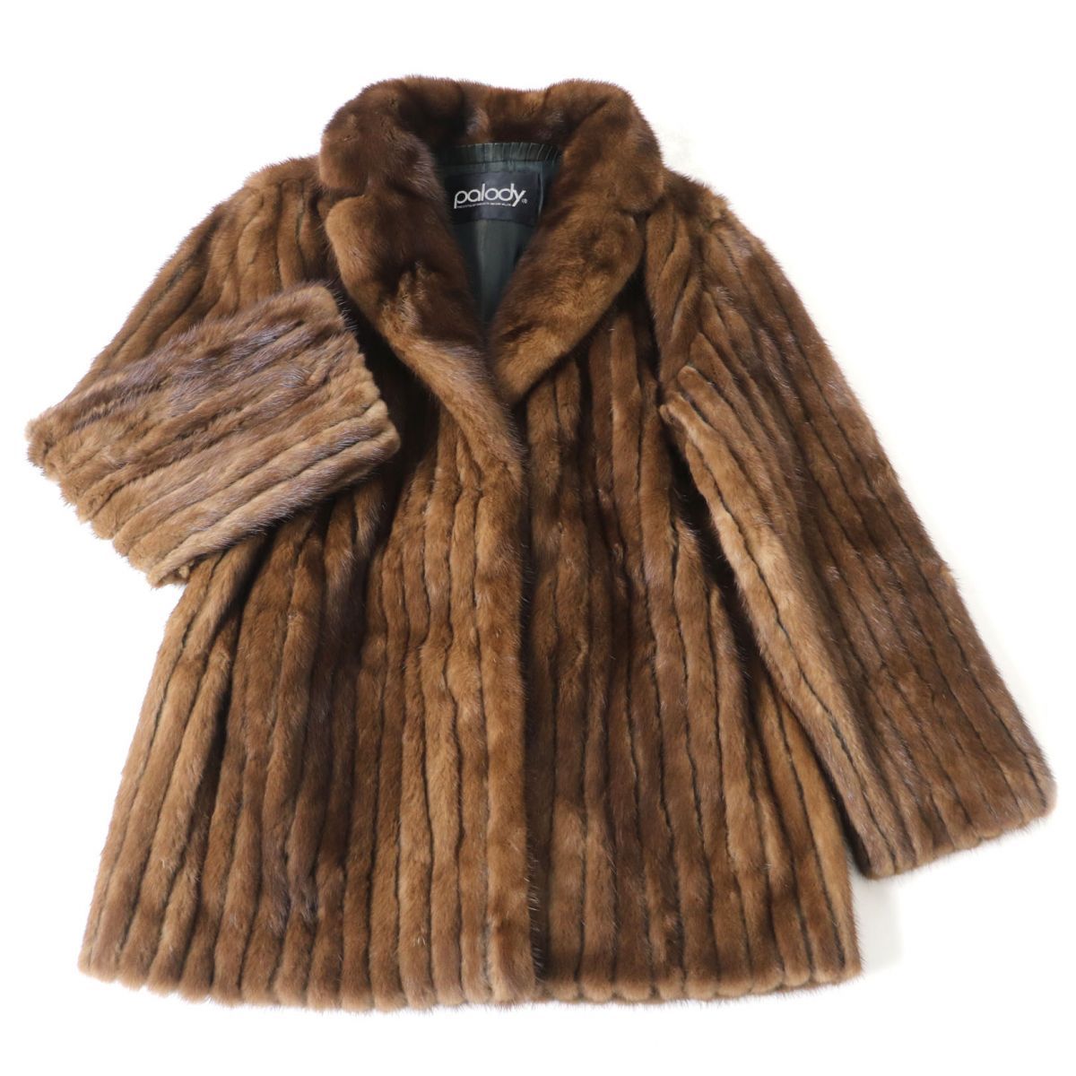 極美品●MINK シェアードミンク デザイン 本毛皮コート ダークブラウン系 F  毛質艶やか・柔らか◎