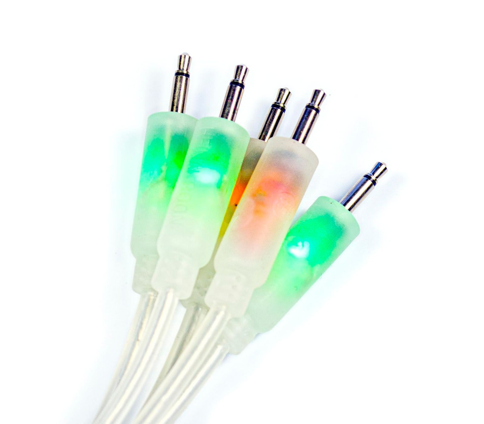 Heinakroon LED CVパッチケーブル Eurorack モジュラーテストリード 5本パック 23.6インチ 透明