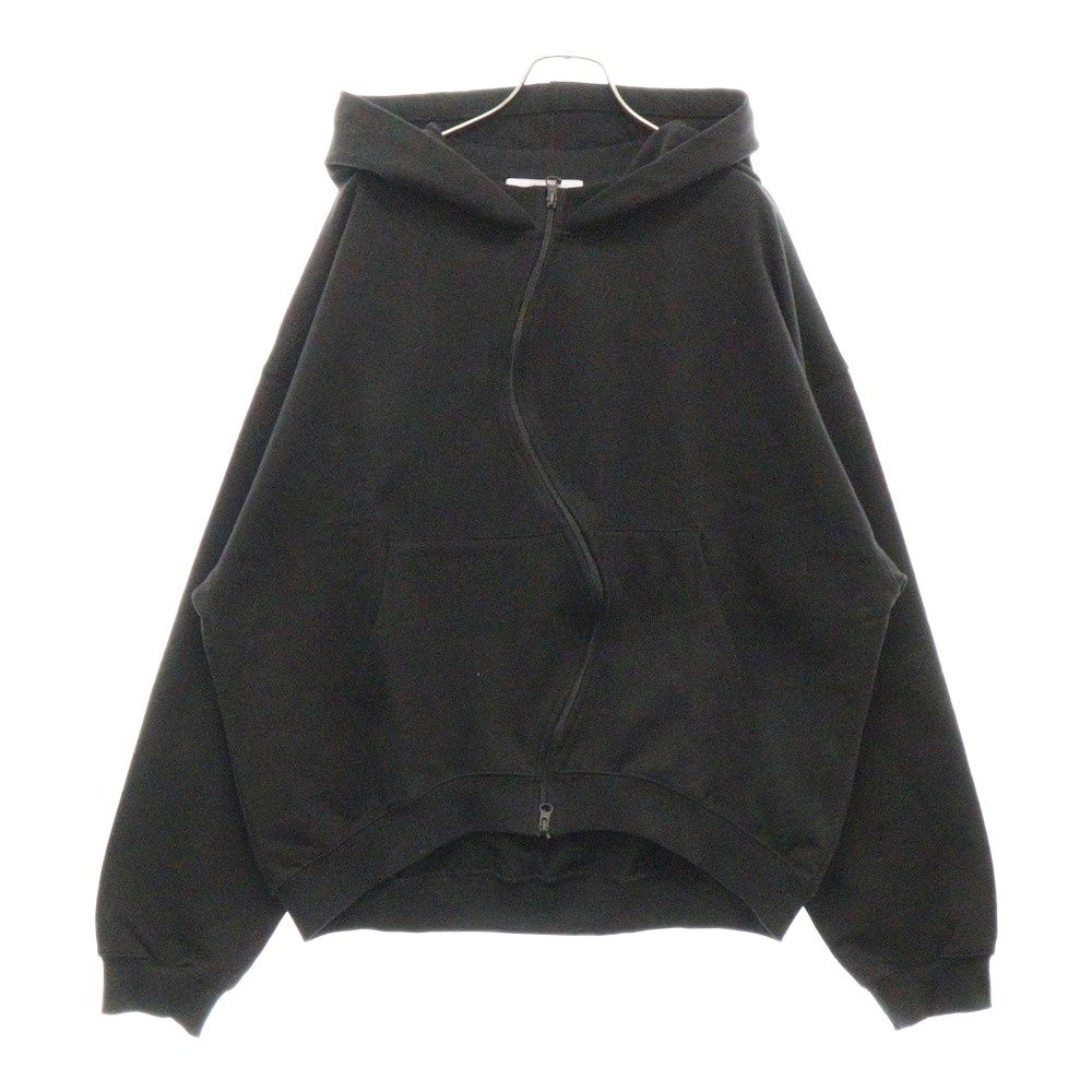 FFFPOSTALSERVICE (トリプルエフポスタルサービス) ROUND HEM CURVED ZIP-UP HOODIE ラウンドヘム カーブジップアップフーディ ブラック　パーカー