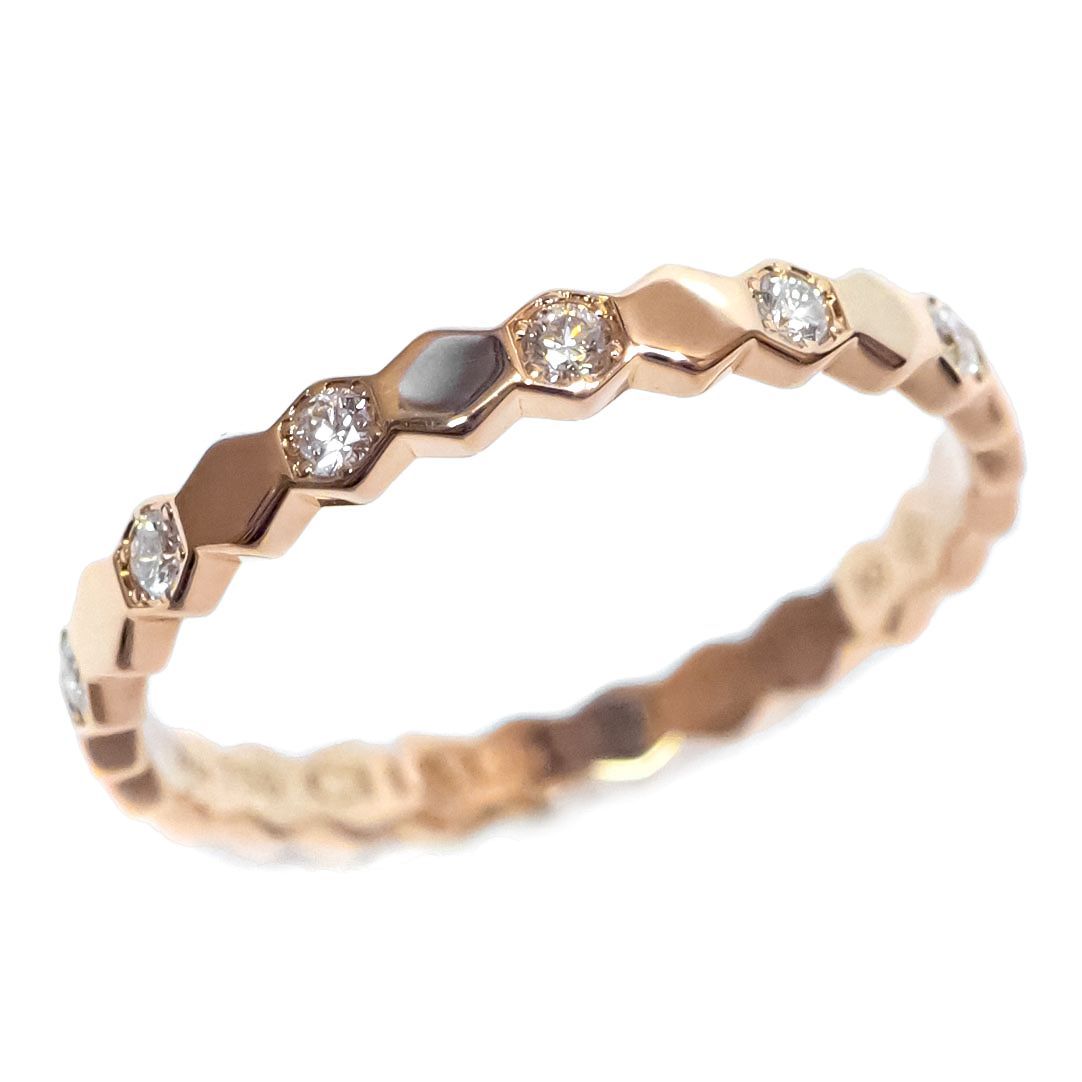 CHAUMET ショーメ ビードゥショーメ ビーマイラブ K18PG ダイヤモンド 0.21ct ハニカム リング 50 約9.5号位 約1.6g位 081933 指輪 18金 ピンク ゴールド ジュエリー アクセサリー レディース ブランド