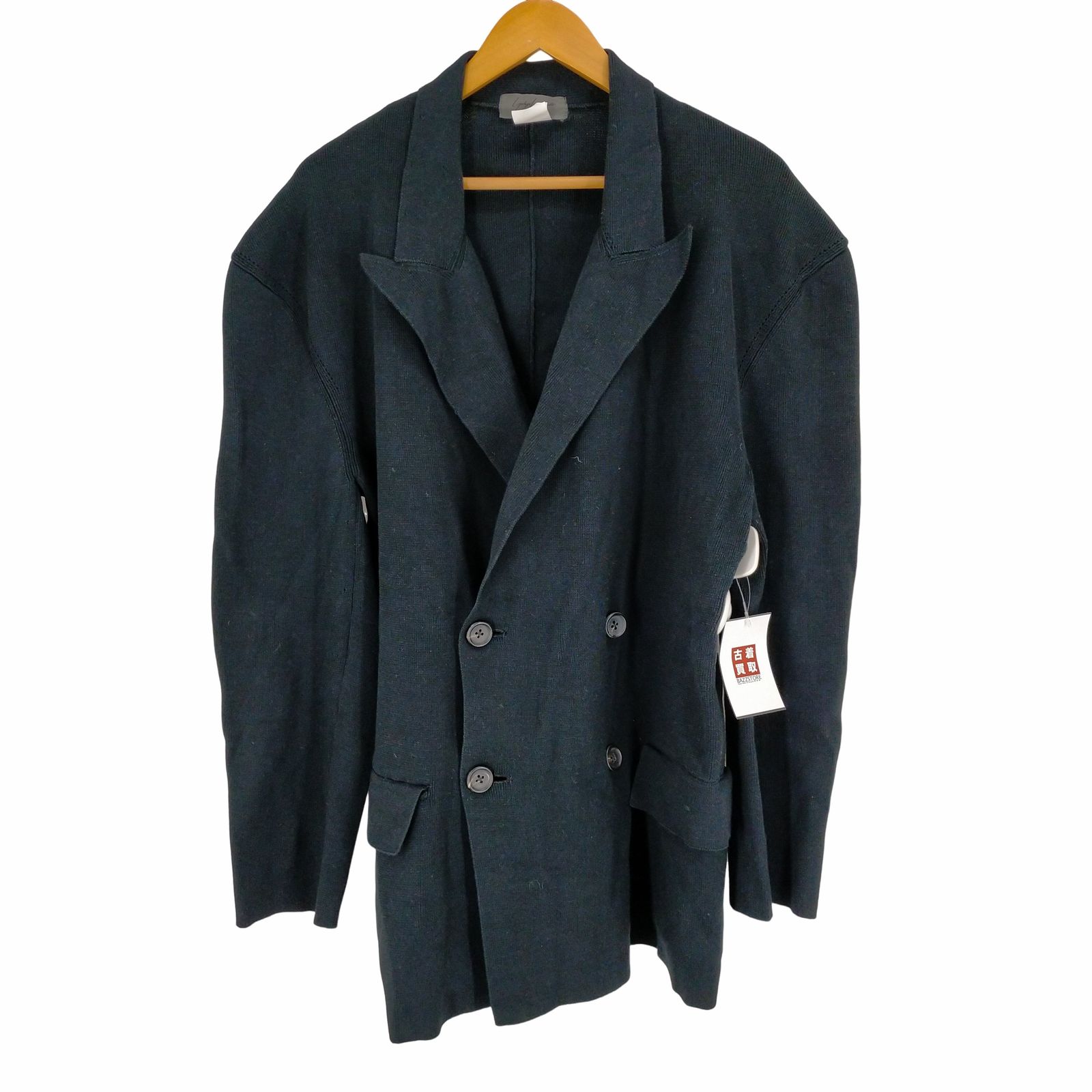 ヨウジヤマモトプールオム Yohji Yamamoto POUR HOMME 80s 丸文字タグ  ダブルブレスト リブニットテーラードジャケット メンズ 表記無 