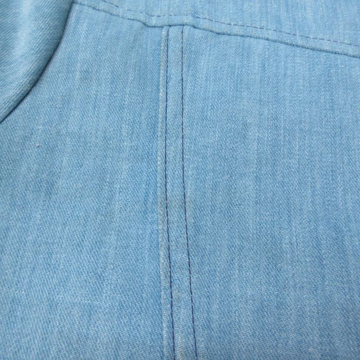 L/古着 長袖 シャツ ジャケット メンズ 80s 開襟 オープンカラー 紺 ネイビー デニム 25sep25 中古 アウター