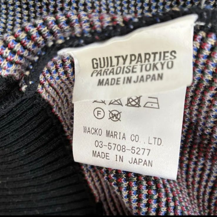 ワコマリア 天国東京百女柄図 ニット ジャガード カーディガン サイズM