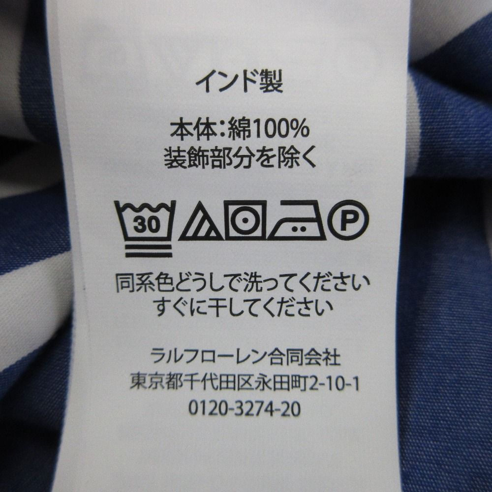  POLO RALPH LAUREN ポロラルフローレン ストライプ ノースリーブ シャツワンピース サイズ16 ブルー キッズ 古着 ノースリーブ ワンピース