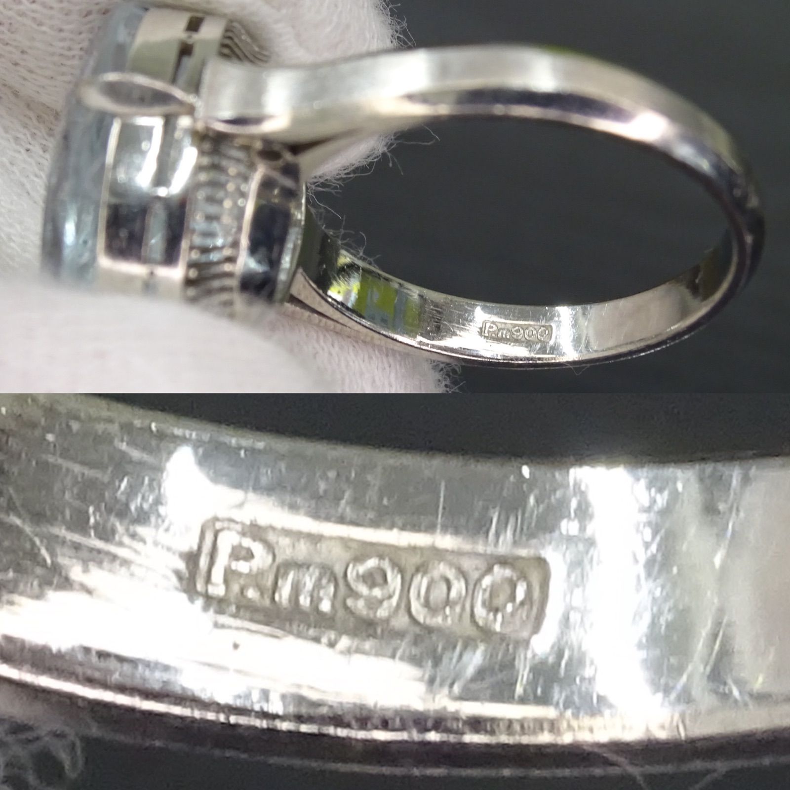 プラチナ pm900 大粒 アクアマリン18.0×13.9mm 1石 レトロ 