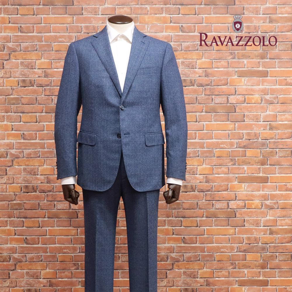 秋冬|Ravazzolo|46サイズ|イタリア製スーツ ウール ツイード super130’s ツイード 無地 クラシコ 上品 贅沢 |紺|ネイビー|md340|