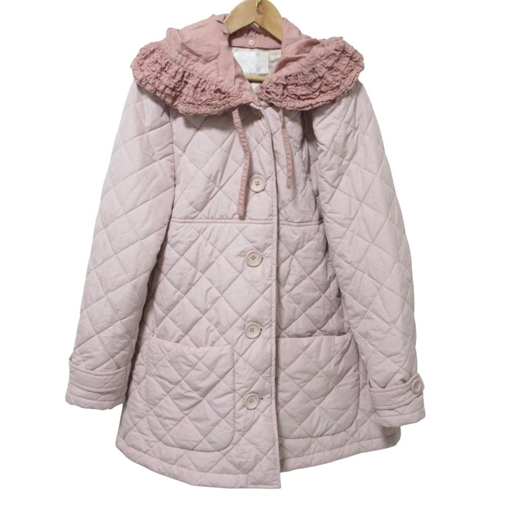 PINK HOUSE ピンクハウス レースカラー キルティングコート ピンク レディース 古着