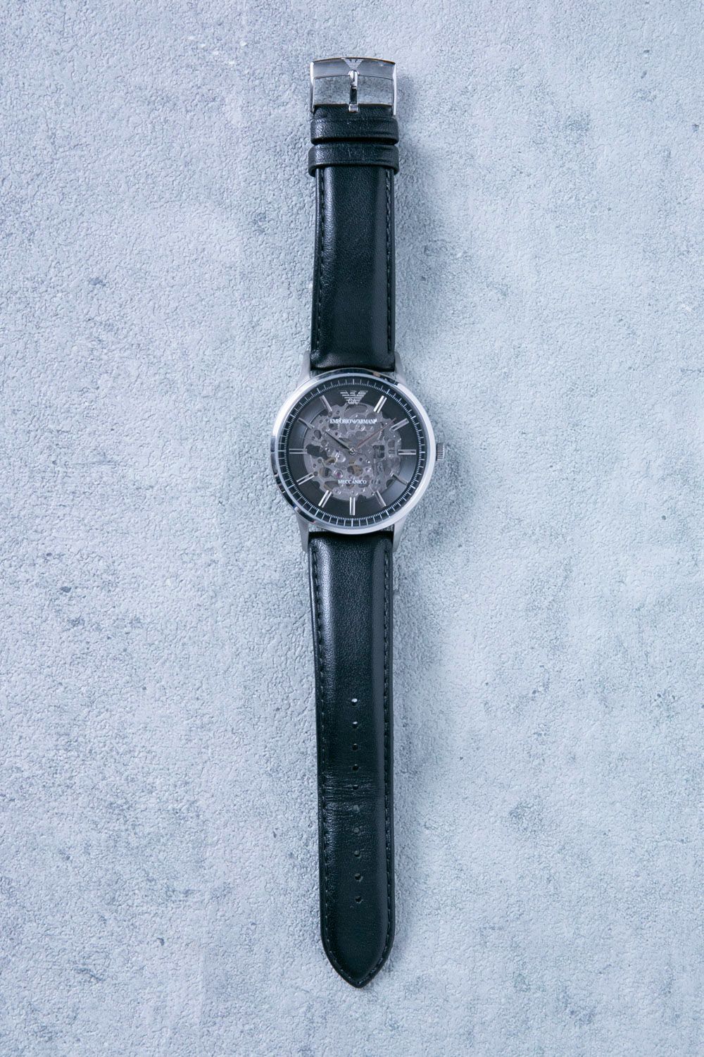 EMPORIO ARMANI エンポリオアルマーニ スケルトンレザーブラック