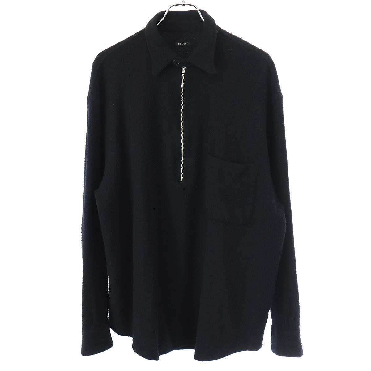 COMOLI コモリ 23AW 縮絨ウールハーフジップシャツ Y03-02010 ネイビー 