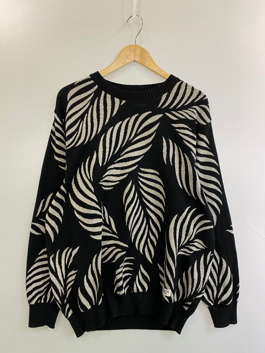 品 WACKO MARIA ワコマリア LEAF JACQUARD SWEATER GRAY 23SS リーフ柄 ジャガード ニット メンズ トップス セーター 142-251023-em-03-min