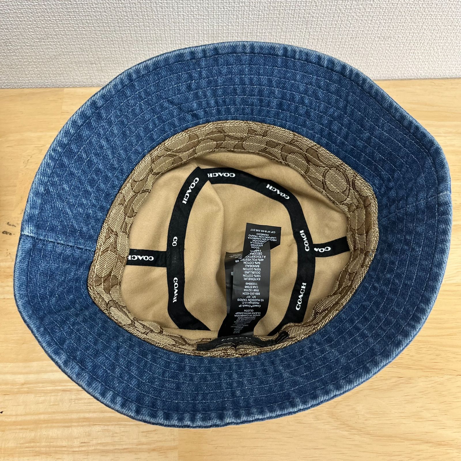 COACH コーチ バケットハット デニム インディゴ ロゴ 刺繍 XS