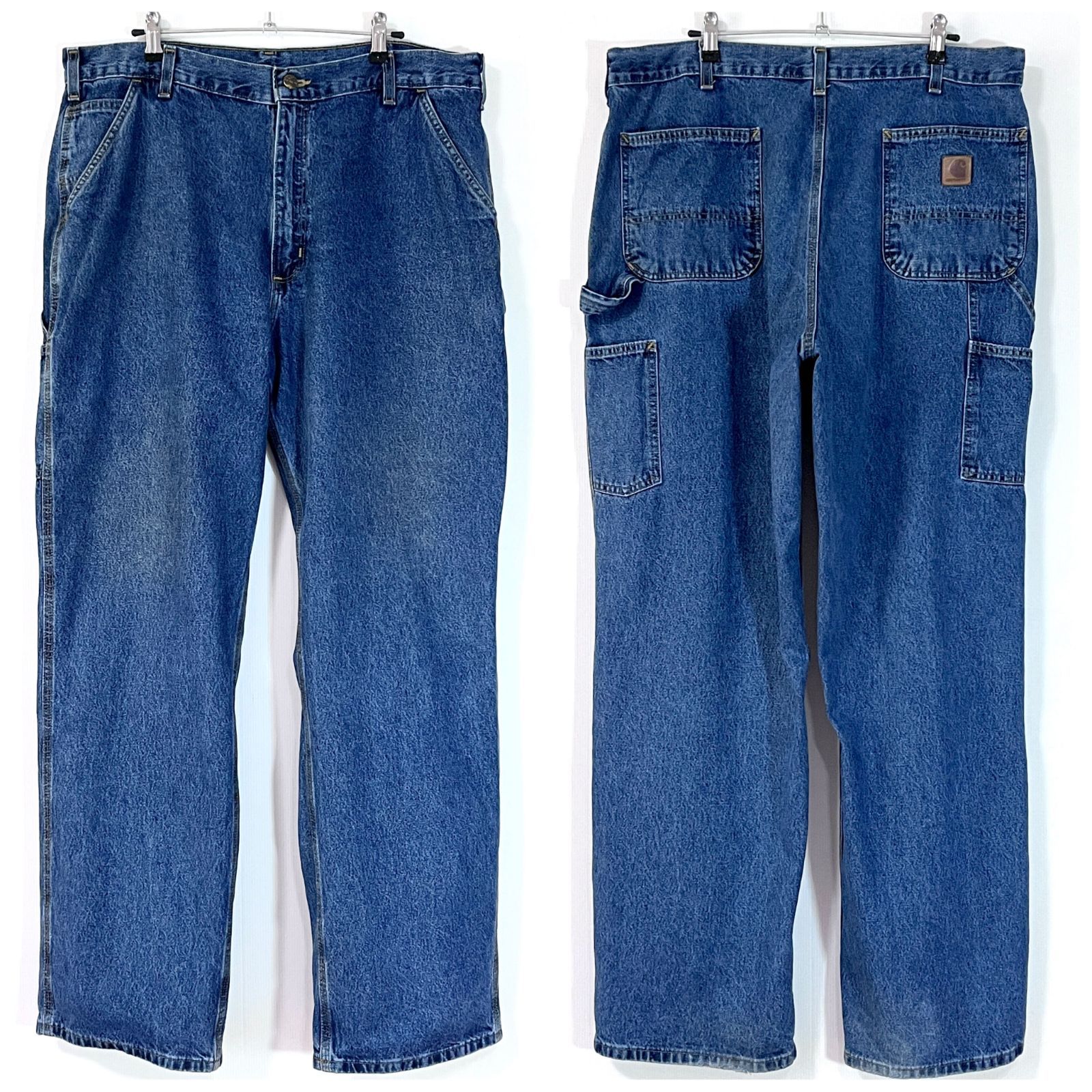 Carhartt カーハート W38L32 デニム ペインターパンツ B13-DPS 10s レザーピスネーム ワークパンツ ジーンズ ルーズオリジナルフィット ワイドバギー メキシコ製 太 濃いめ Loose Original Fit p25043202