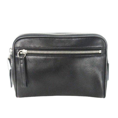 コーチ COACH ポーチ レザー 革 ロゴチャーム付き 黒 ブラック