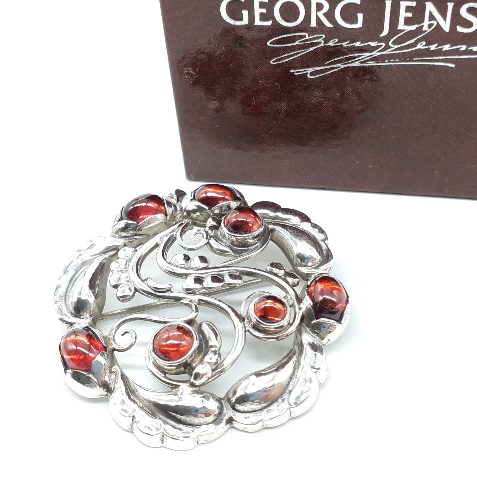 GEORG JENSEN ジョージジェンセン シルバーブローチ MOONLIGHT BLOSSOM ムーンライトブロッサム ガーネット 159  DENMARK デンマーク