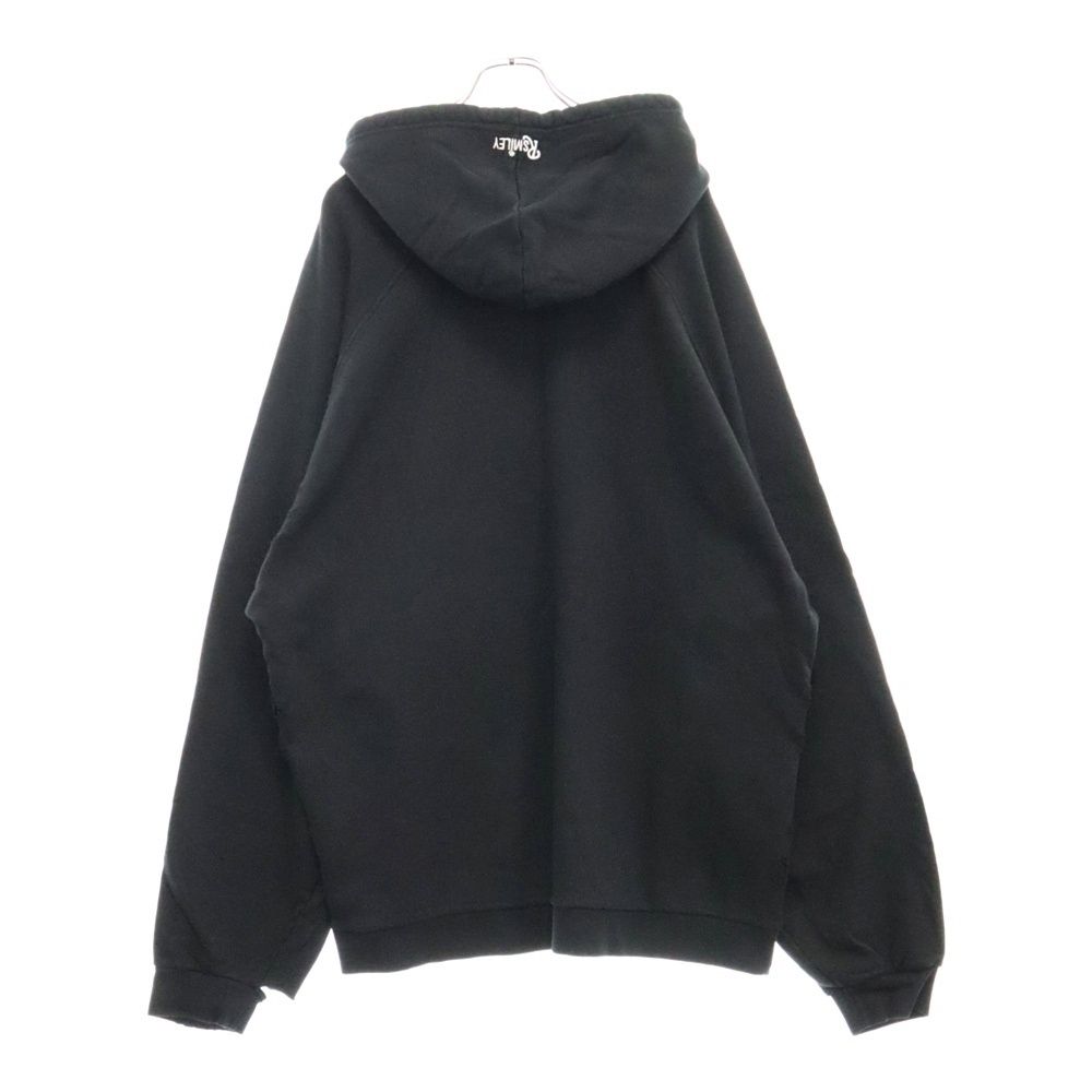 RAF SIMONS 22AW デストロイ加工 スマイリー パーカー 黒S RAF SIMONS 22AW デストロイ加工 スマイリー パーカー 黒S