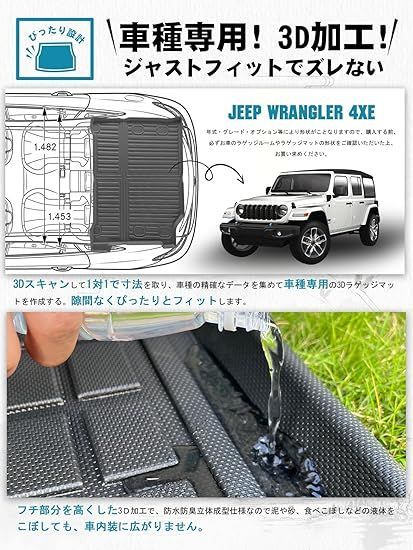 ジープJLラングラーサハラの純正ラゲッジマット ジープJLラングラー