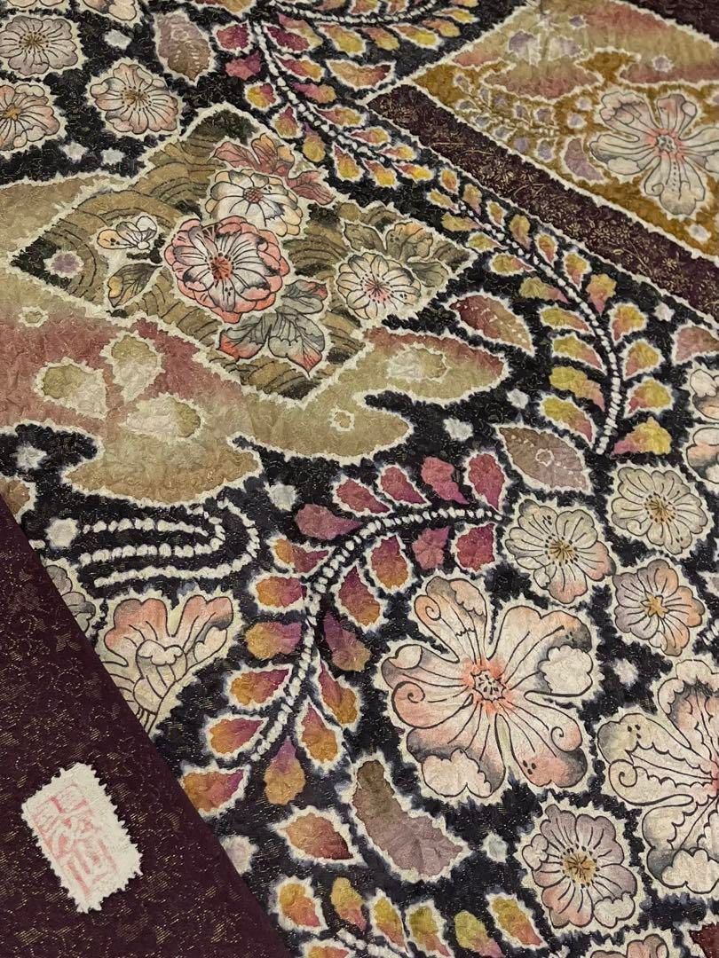 桐屋 翠山工房 辻ヶ花 落款入 訪問着 金通し 金彩 絞り加工 正絹