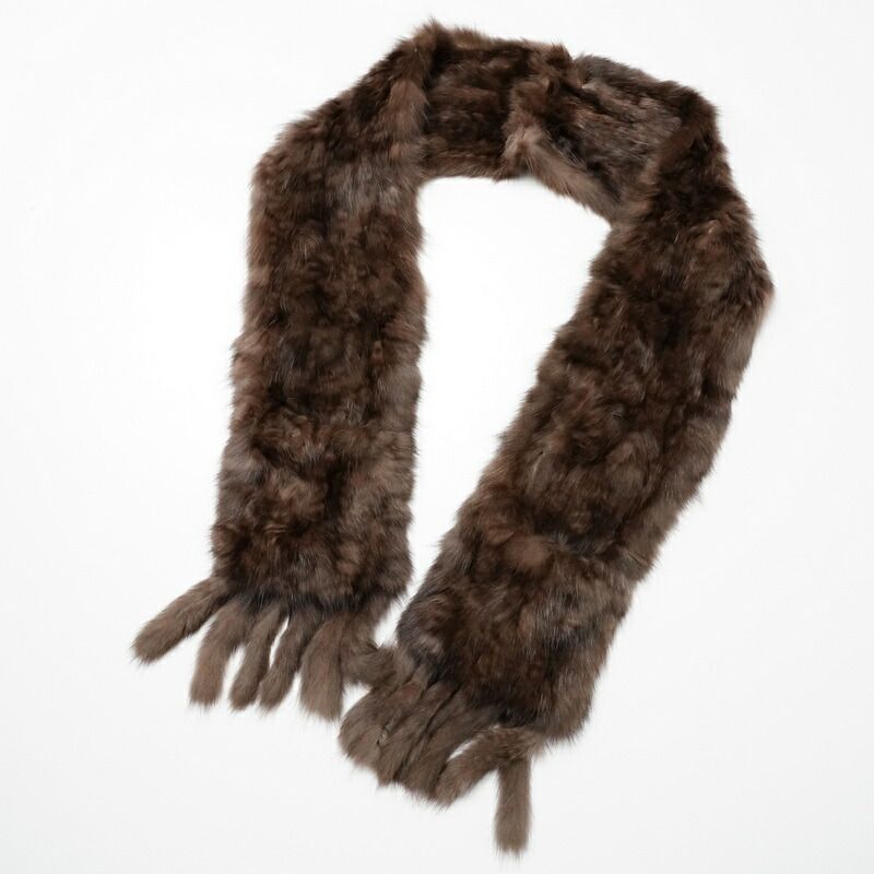 □美品□ストール ロシアンセーブル セーブルヤーン ロング フリンジ