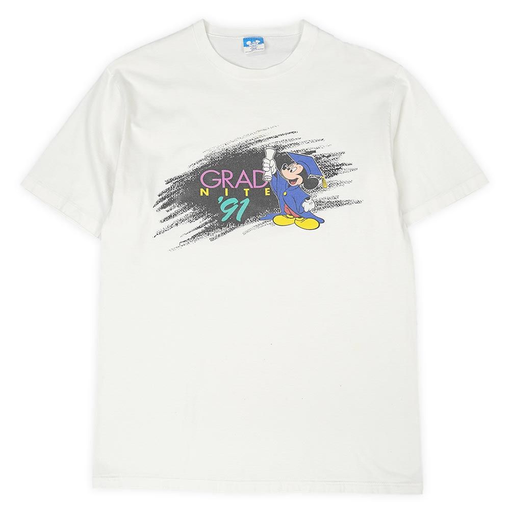 ディズニー Disney 90s 90年代 Mickey Mouse ミッキーマウス キャラクタープリントTシャツ MADE IN USA アメリカ製 GRAD NITE 珍品 ヴィンテージ 古着 メンズ カットソー ホワイト / 白 L【中古】