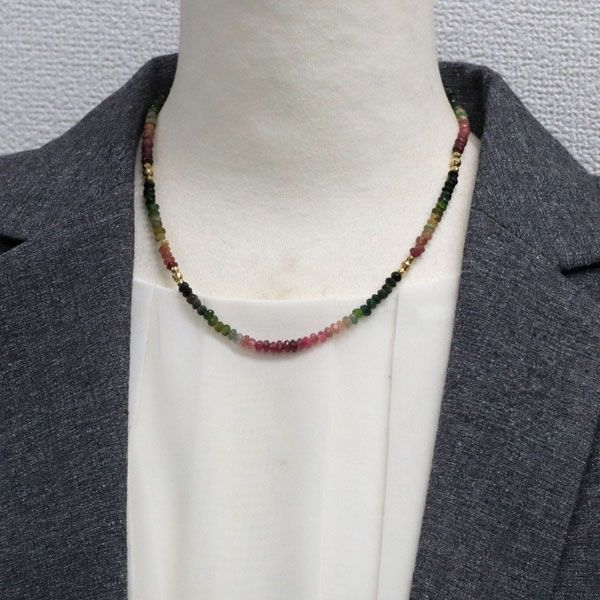 K14YG/ K18YG マルチカラートルマリン ネックレス 30.00ct