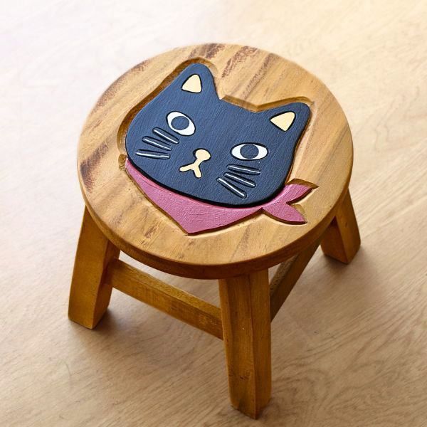 ☆アンティーク☆ウッドスツール☆木製☆猫脚☆丸椅子☆花台☆