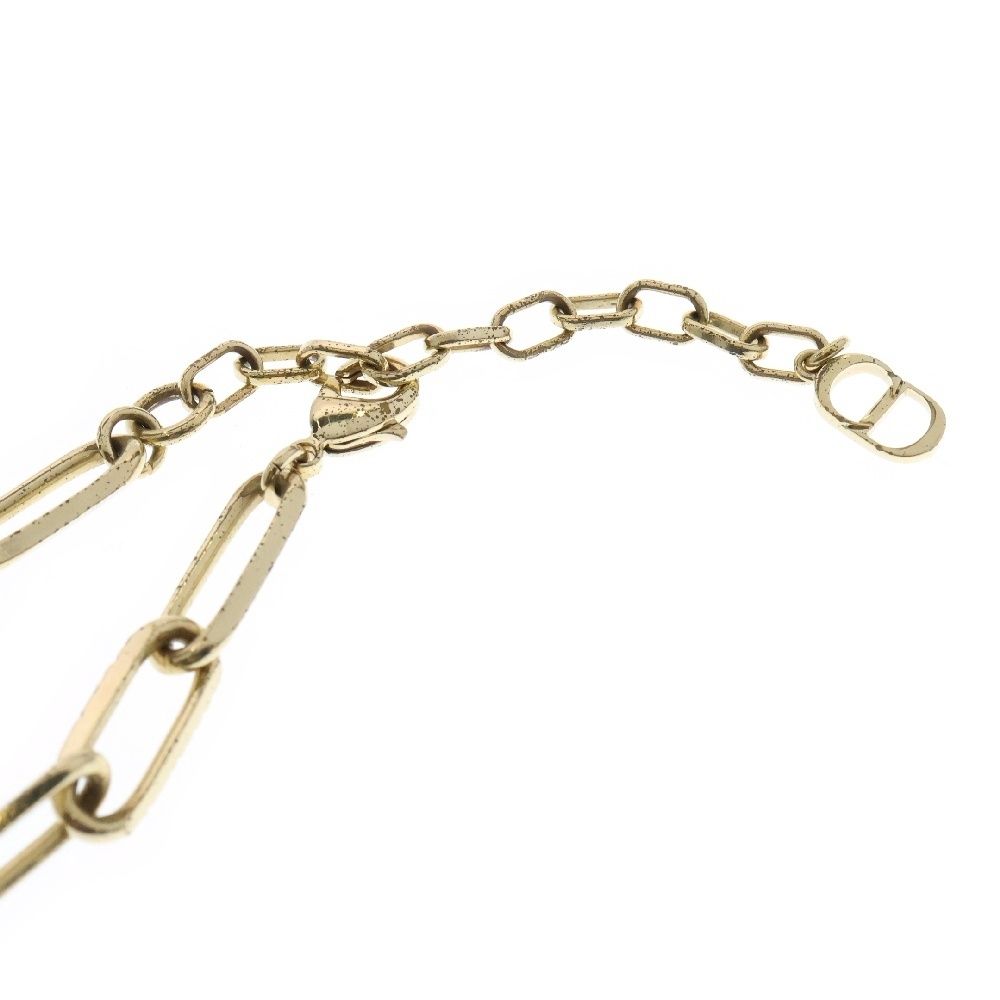 ディオール DIOR チェーンリンク ネックレス GP×ラインストーン