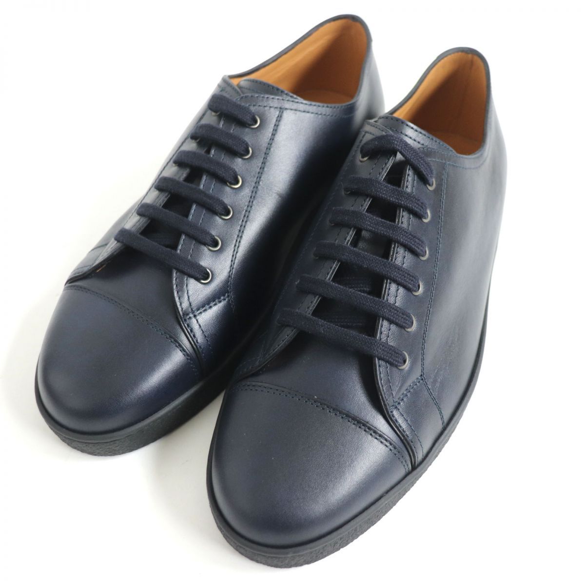 未使用品□JOHN LOBB/ジョンロブ　LEVAH/レヴァー　レースアップ　ローカット　レザースニーカー　ネイビー　7 1/2E　伊製　メンズ　 t16-st30209-484