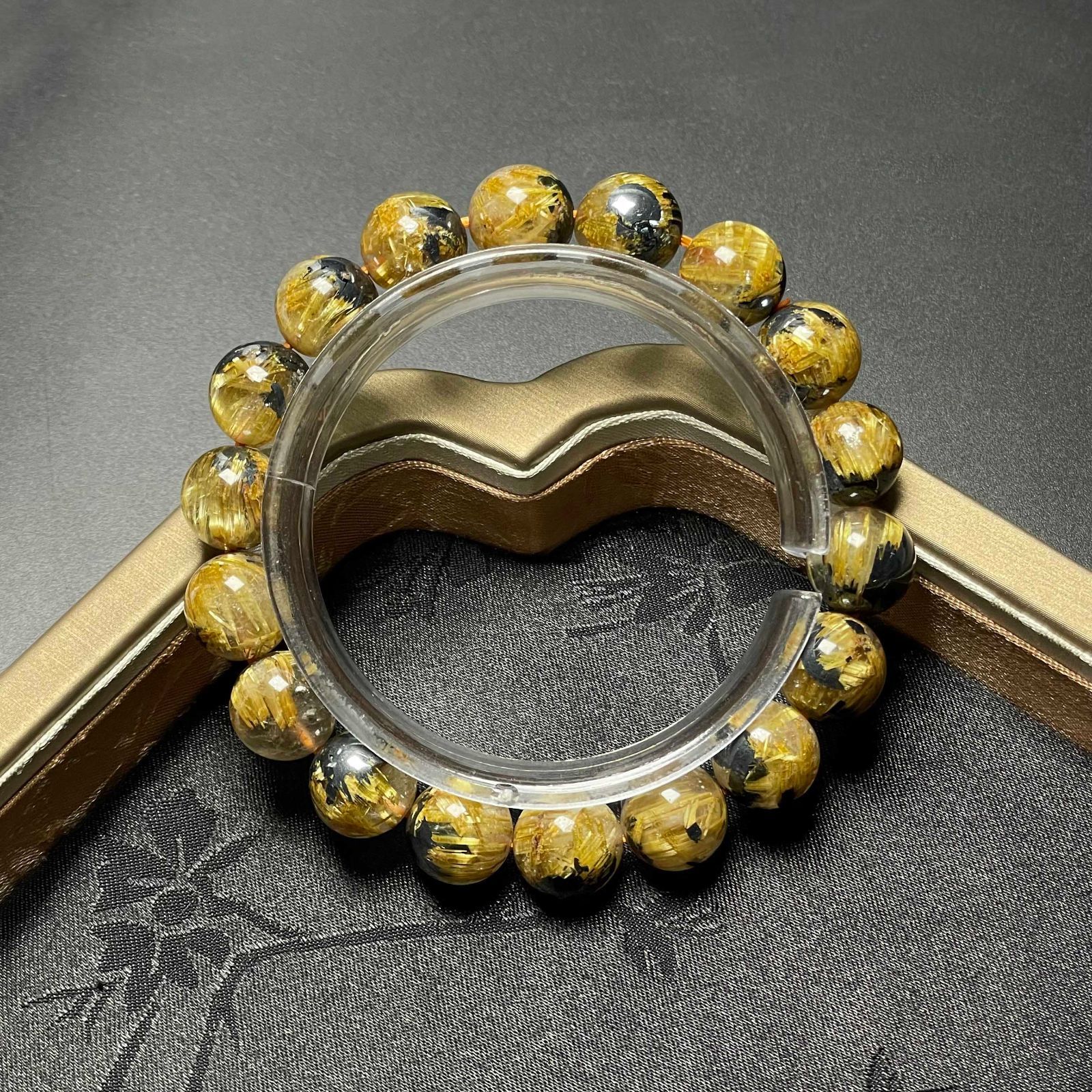 太陽花タイチンルチルブレスレット 上級EU製☆ROBEAN・太陽花タイチンルチルバングル☆黄金針水晶