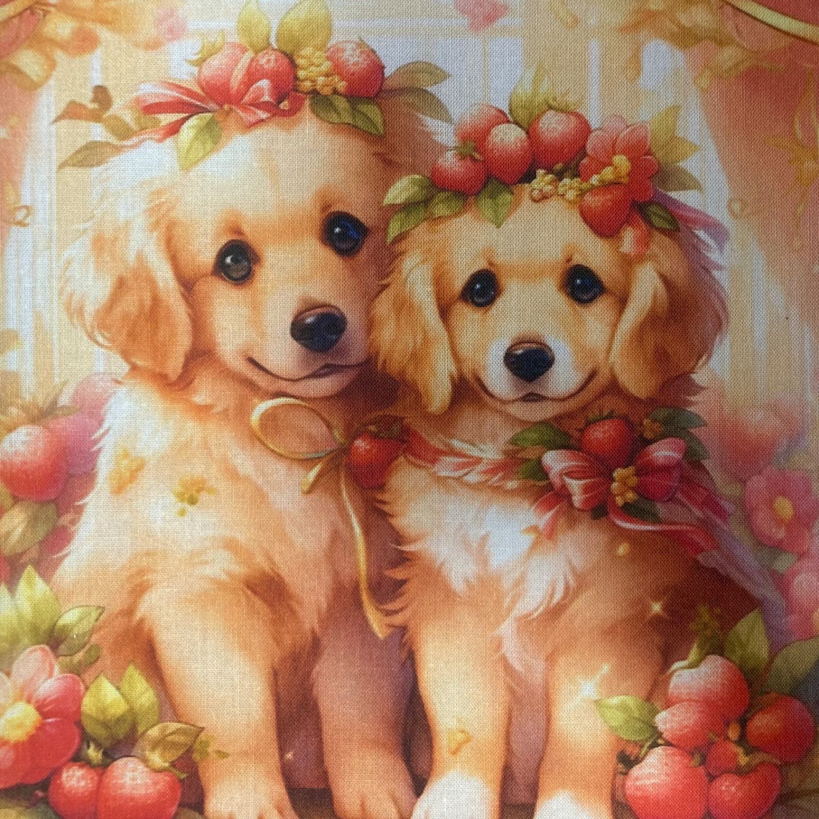 可愛いハスキーゴールデンレトリバーチョコパネル生地 ハンドメイド