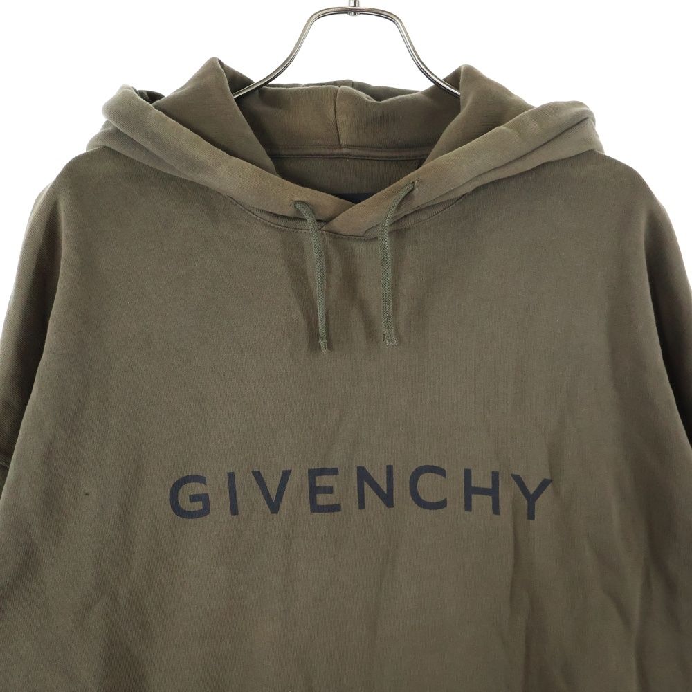 スリムフィットフーディ ロゴプリントプルオーバースウェットパーカー