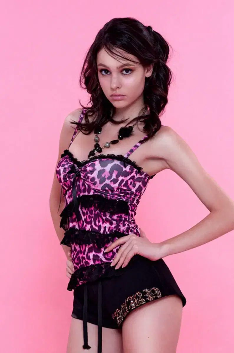 Babymetalclub レオパード ノースリーブ pinky galfreind slip