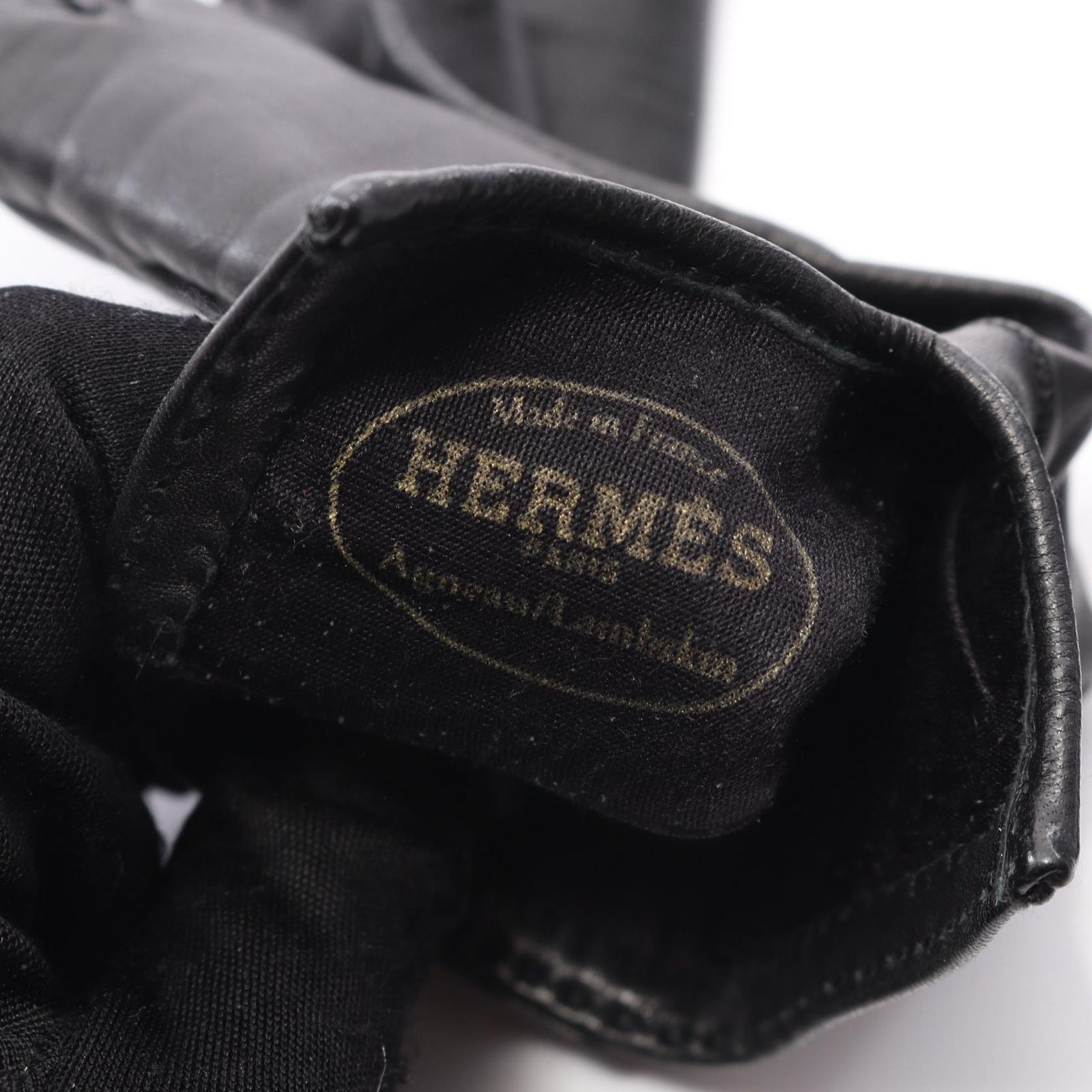 エルメス HERMES 手袋 ケリー ブラック ラムスキン（羊革