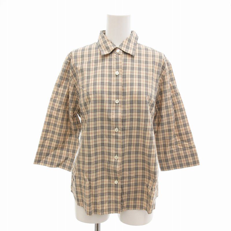 バーバリーゴルフ　ブラウス　ノバチェック　シャツ　ベージュ　大きめ　LL バーバリーゴルフ BURBERRY GOLF ノバチェック シャツ ブラウス
