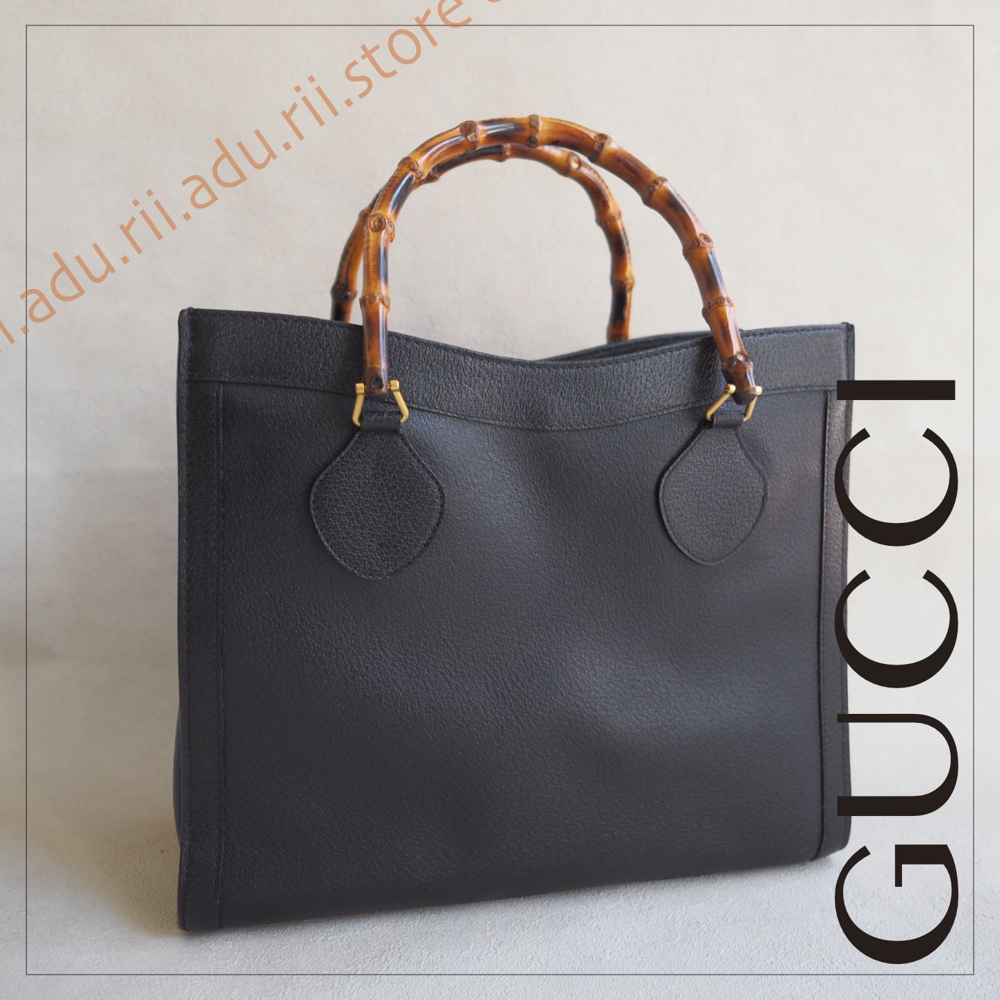 オールドグッチ GUCCI バンブー ハンドバッグ レザー ブラック 2 