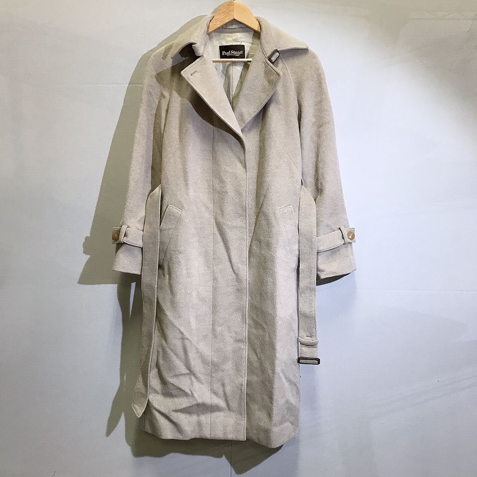 新品タグ付き　ポールスチュアート ロングコート アンゴラ混 ベージュ　ベルト付き Paul Stuart ポール スチュアート ロングコートベルト付 アンゴラ混