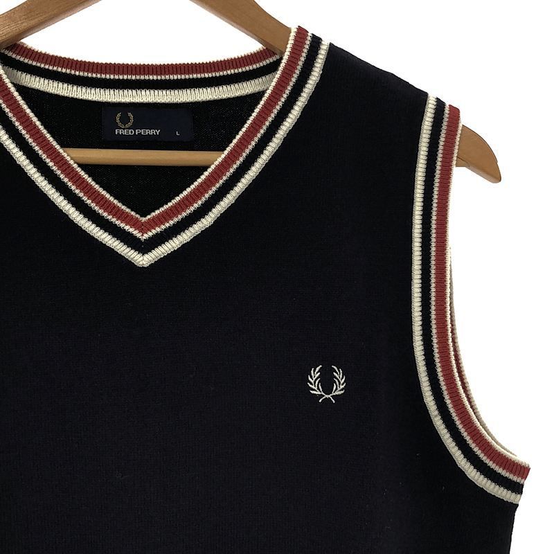 FRED PERRY / フレッドペリー | ウール混 月桂樹 ロゴ刺しゅう Vネック  