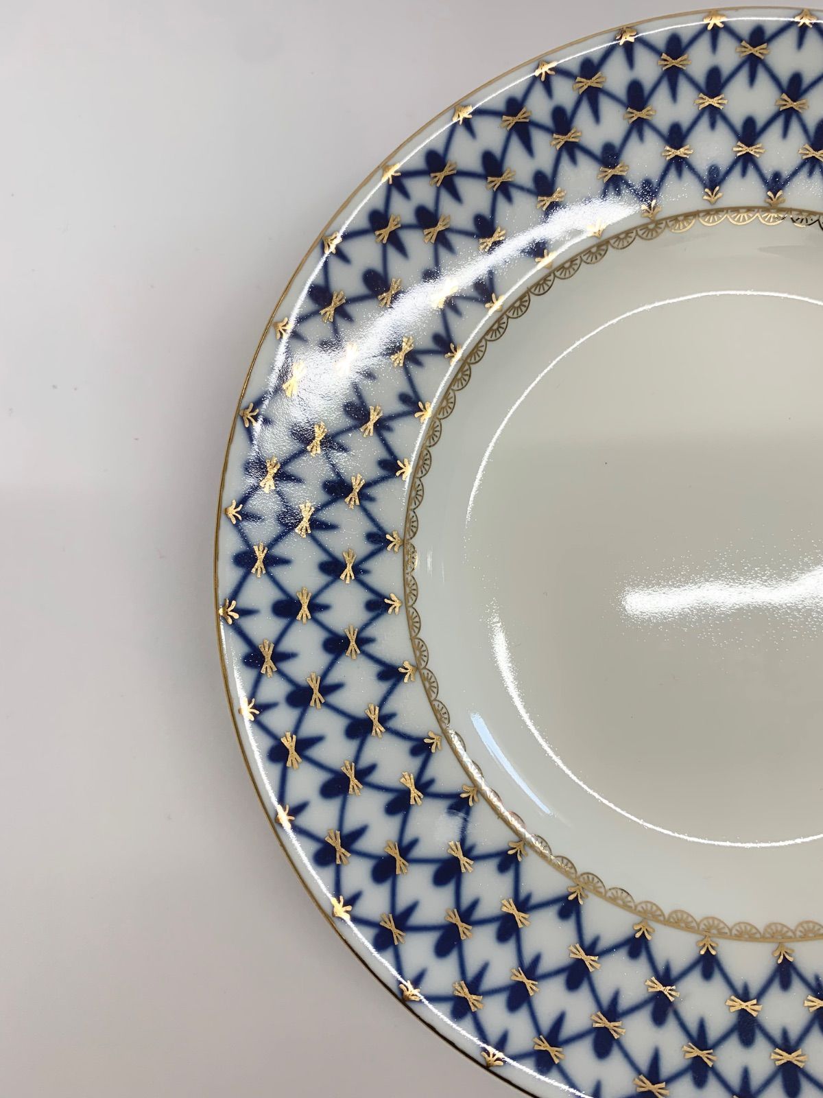 ロシアロモノーソフ　コバルトネット デザートプレート2枚 インペリアルポーセレン ロモノーソフ Imperial Porcelain