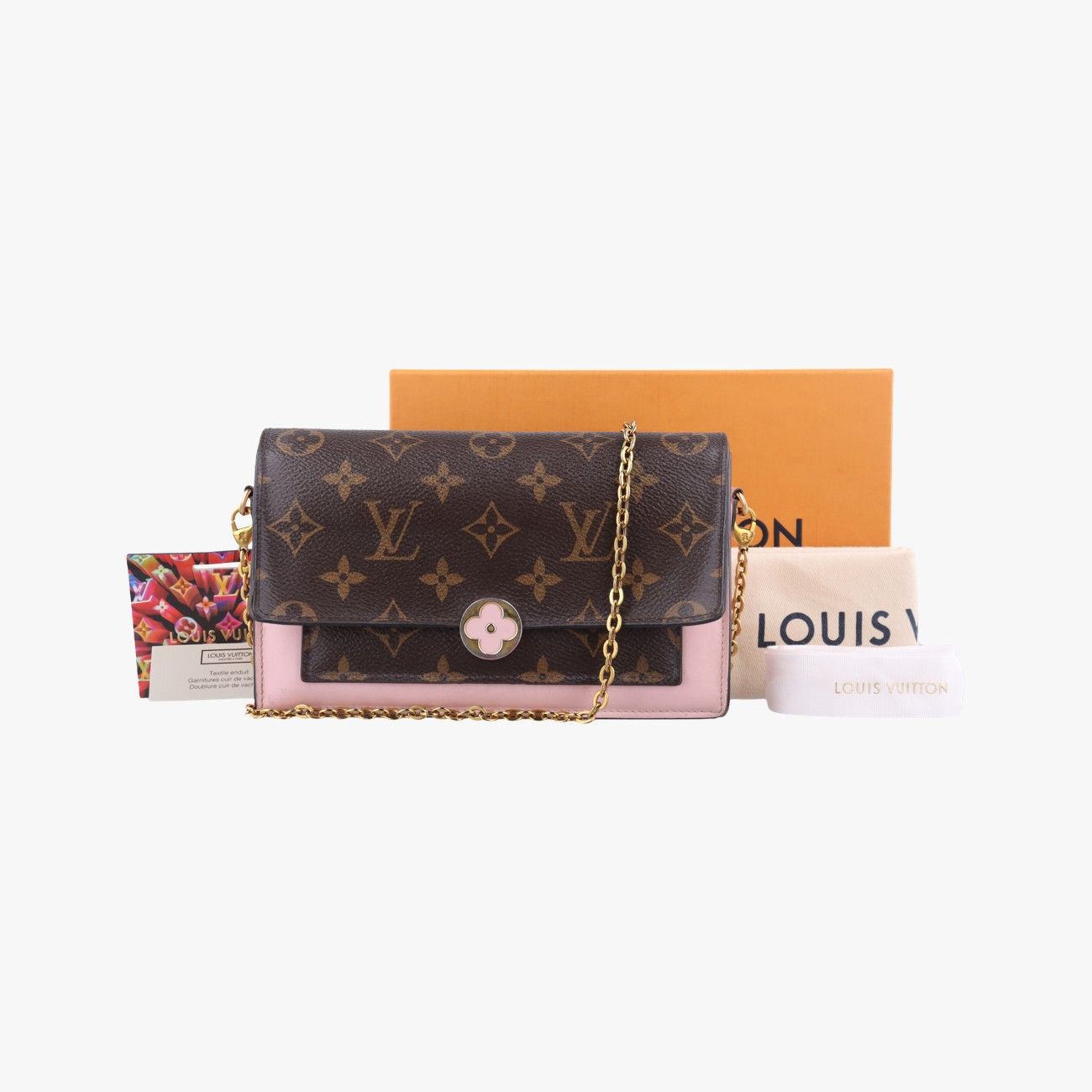 ルイヴィトンLouis Vuittonポルトフォイユ フロール チェーン モノグラム|ブラウン系×ローズバレリーヌ モノグラムキャンバス×カーフレザー M67405 SP4139